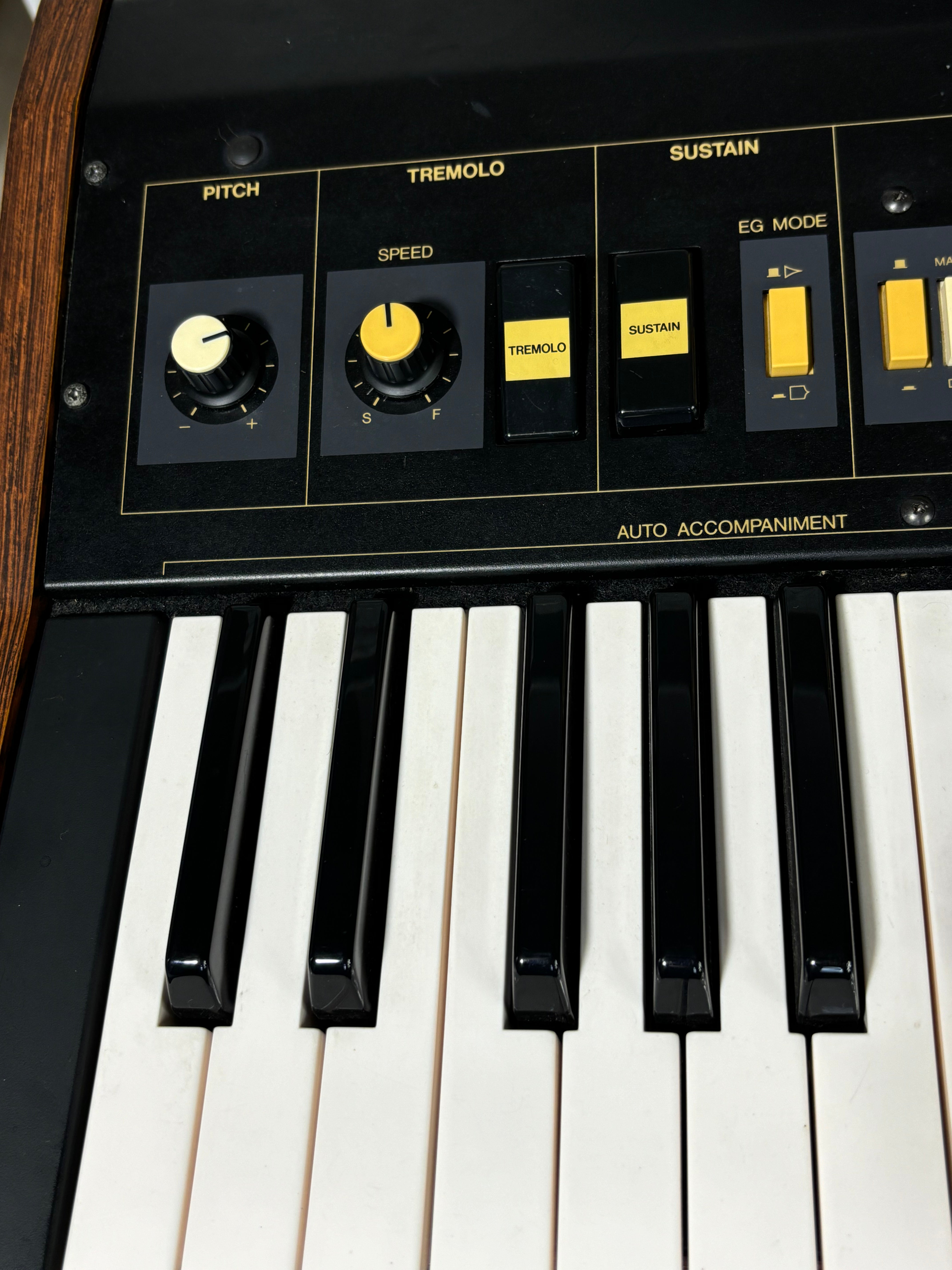Close-up of a keyboard with control panel and keys