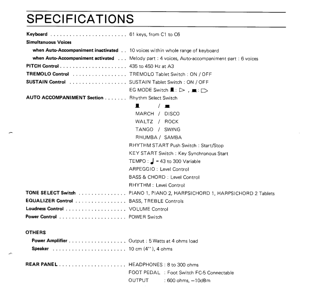 Yamaha_CP-11_Specifications